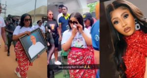 Mercy Eke Lays Father To Rest, Breaks Down In Tears [Video]